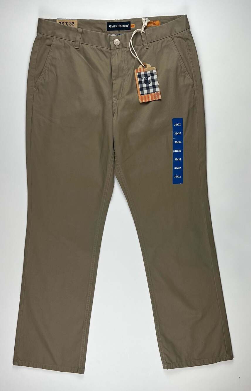 Tailor Vintage Men's Straight Fit Washed Chino Pants NWT 36x32